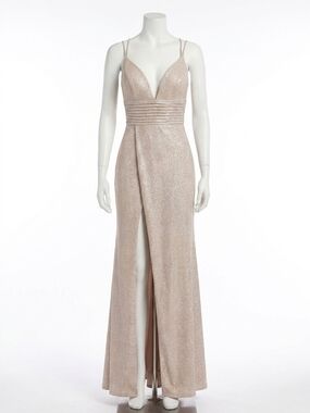 NEW CLARISSE deep v-neck maxi dress in blush